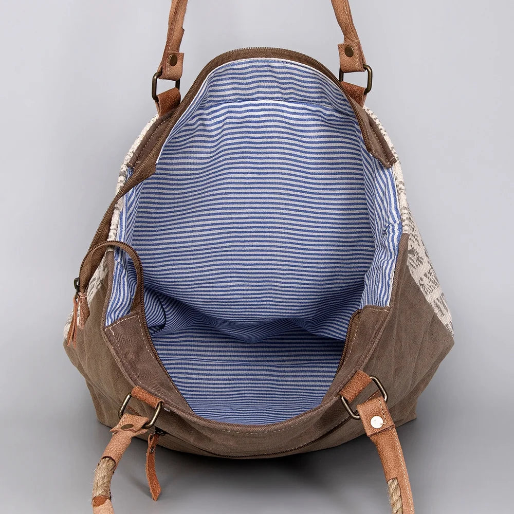 KB487  Upcycled Wool Upcycled Canvas Hair-on Genuine Leather women bag western handbag purse