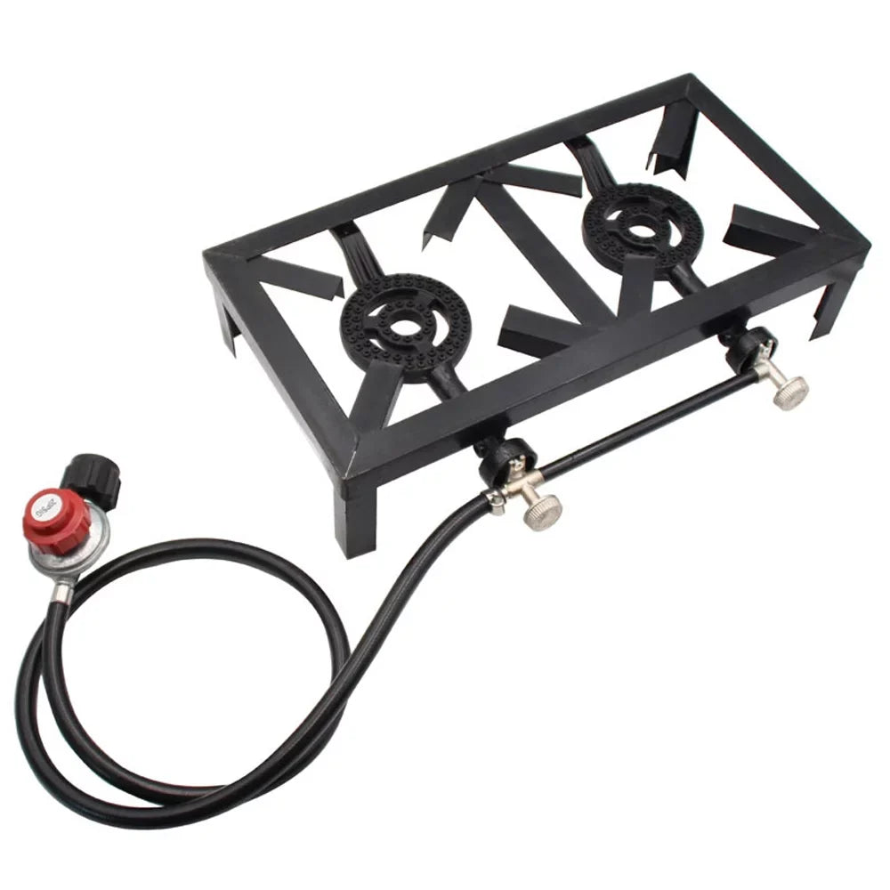 walmeck Propane Gas Double Cast Iron Stove for Patio Camping  Cooking ( Standard)