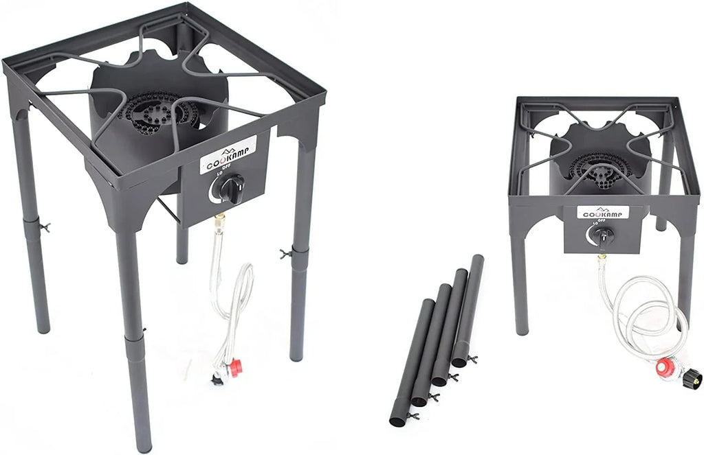 High Pressure Banjo Outdoor Camp Stove with Adjustable Height. 0-20  Adjustable Regulator and Steel Braided Hose (1-Burner)
