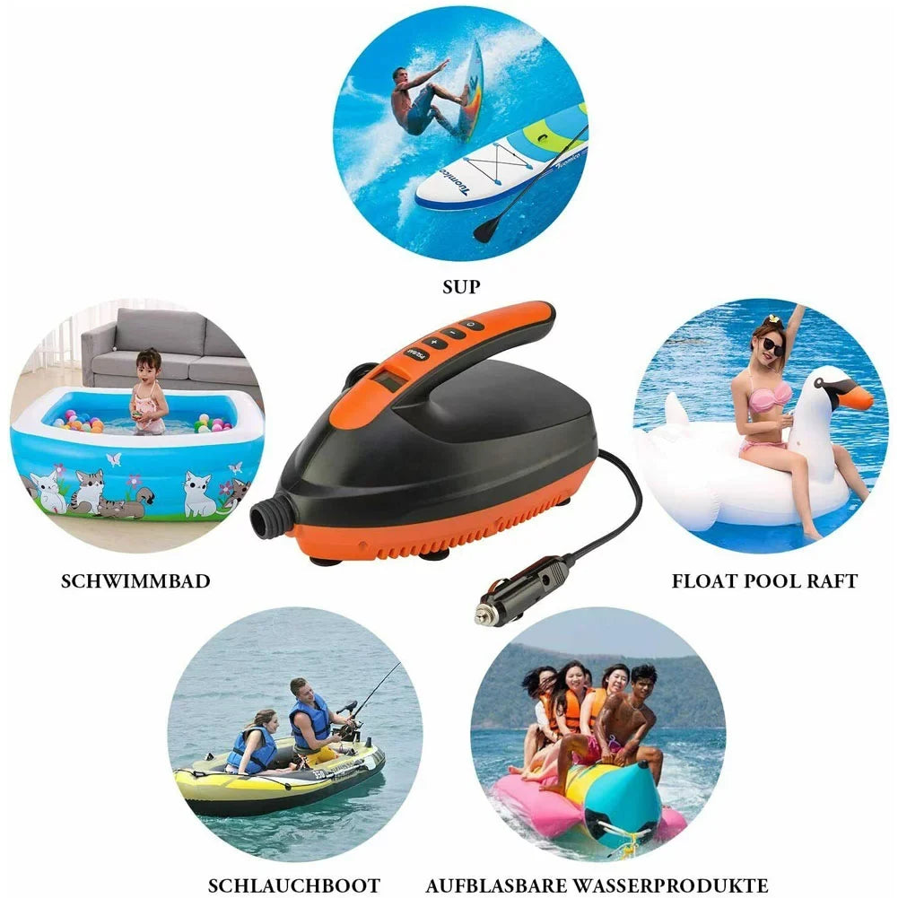 16PSI 12V Orange Intelligent Electric Air Pump High Pressure 2-Stage Paddle Board Pump
