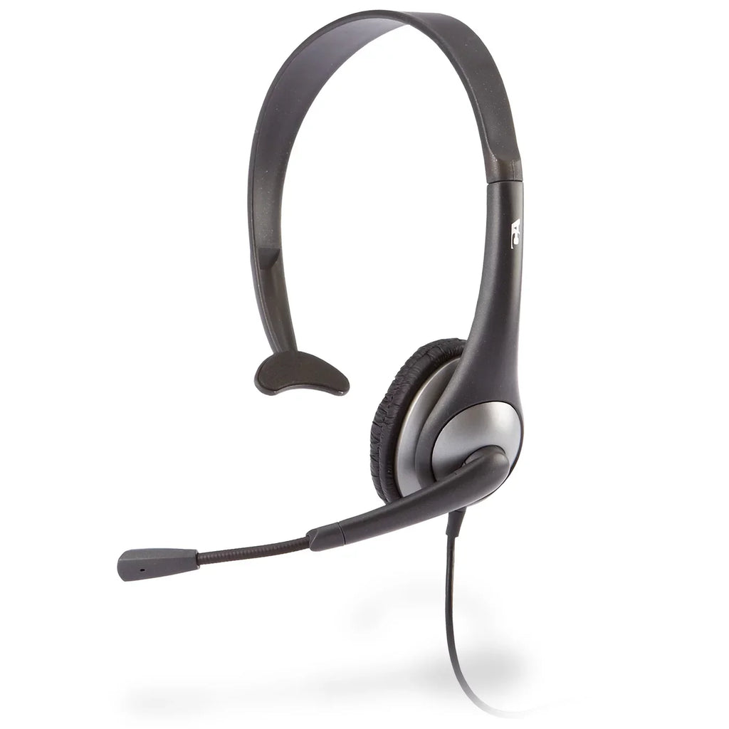 Cyber Acoustics Gray Mono Headset w/ Y-Adapter & Microphone (-104) -