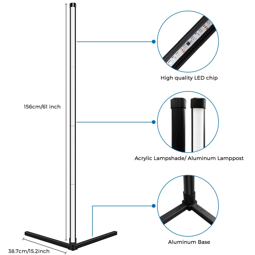eco4life WiFi Smart Floor Standing  Lamp, Color Changing, Dimmable, Music Syn