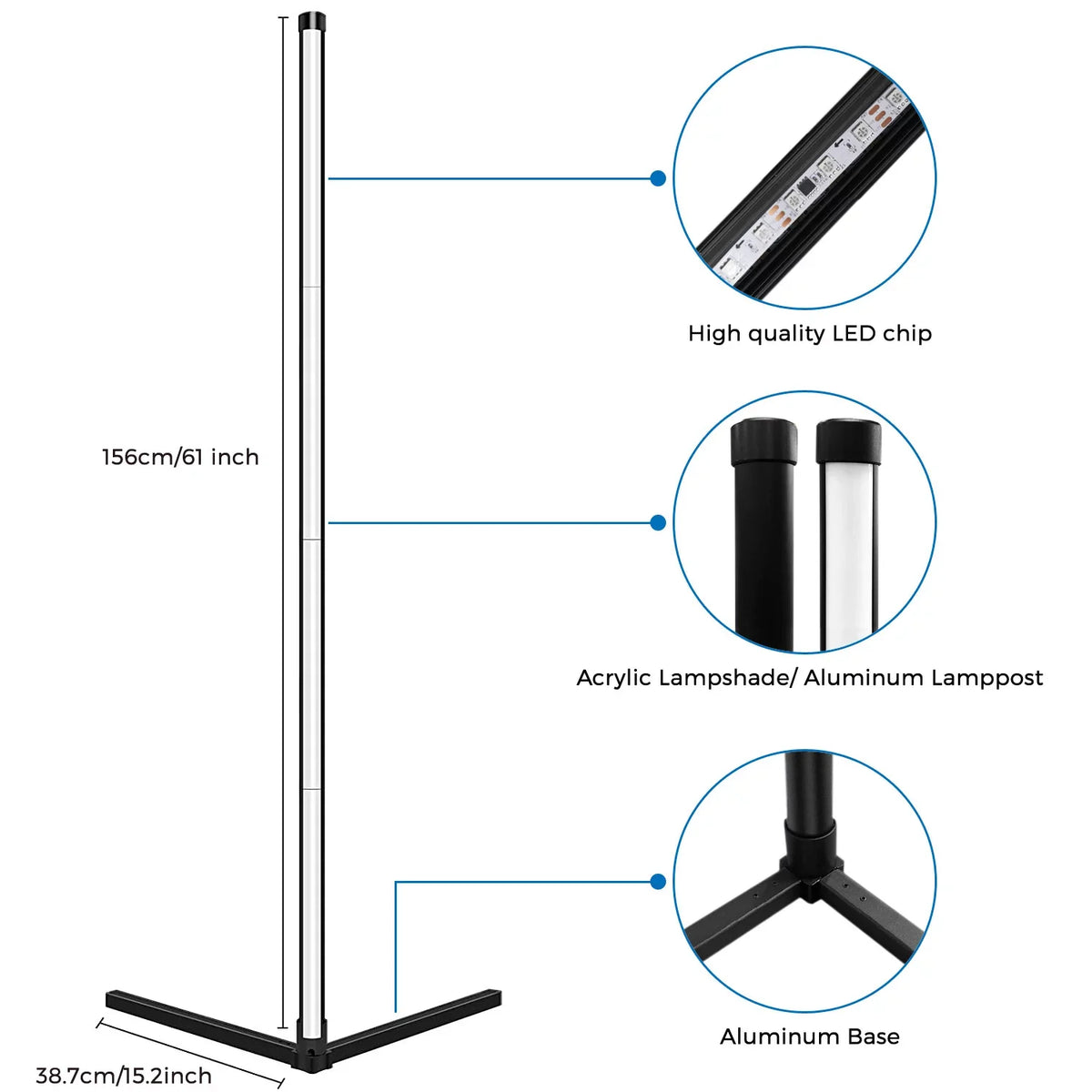 eco4life WiFi Smart Floor Standing  Lamp, Color Changing, Dimmable, Music Syn