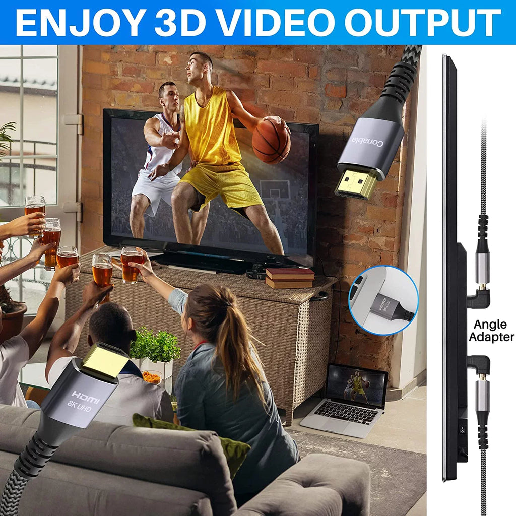 Short 8K  2.1 Certified Cable 2 Feet (2 Pack) 48Gbps High Speed Ultra  Braided Cord, 8K@60Hz 4K@120Hz eARC