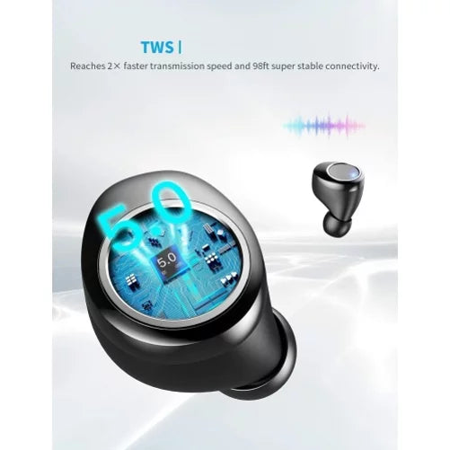 Wireless Earphones  Headphones True Stereo Earbuds w Mic Charging Case M1J for Motorola Moto E (2020), One 5G, Razr (2020) (2019), Edge (2021) -  DreamTab HD8,  10.1" - Nokia 3.1, 7.1