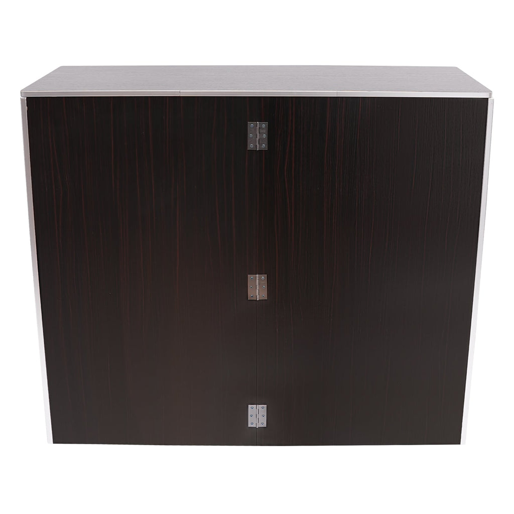 TOOL1SHOoo Portable Foldable Event bar Cabinet 19.5x47.75x42.75in Black Brown with Aluminum Edging
