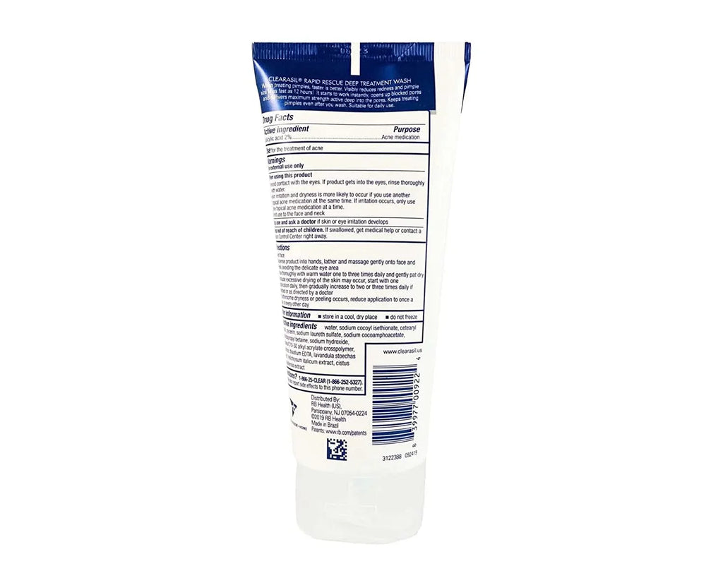 3 Pack Clearasil Rapid Rescue Deep Treatment Wash, 6.78 Each