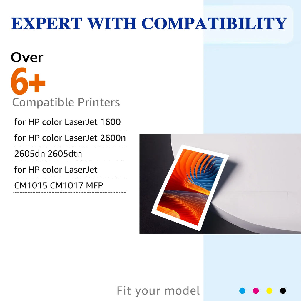 HaloFox Compatible For 4 Pack High Quality Toner Q6000A for  LaserJet 124A 1600 2600 2600n 2605 2605dtn Printer