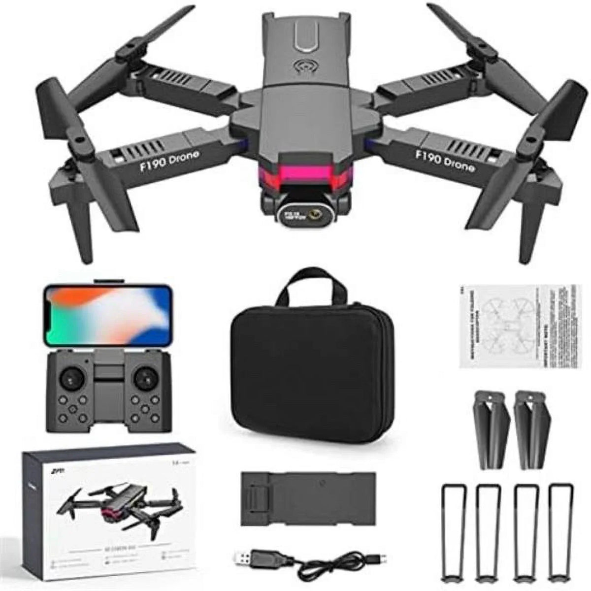 Drone with 4K Dual   Camera Mini Drone with Camera for Adults & Kids, Black