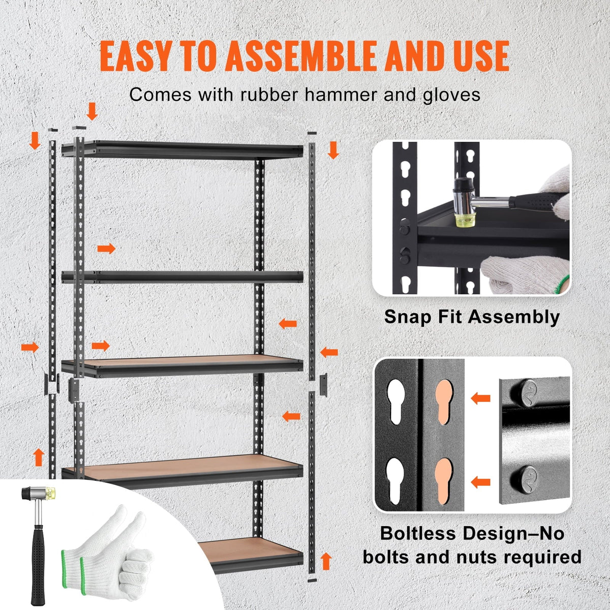 Storage Shelving Unit 72 in. H x 48 in. W x 18 in. D ,Garage Storage Rack 5-Tier Adjustable 2000 lbs Load